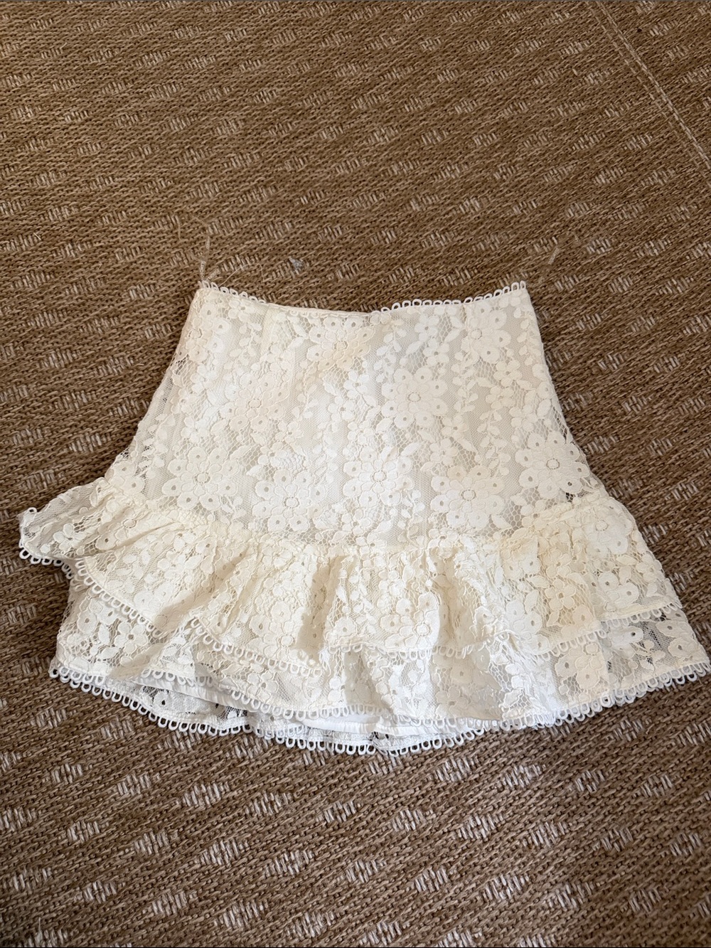 Floral Lace Ruffle Mini Skirt - Picture 1 of 5